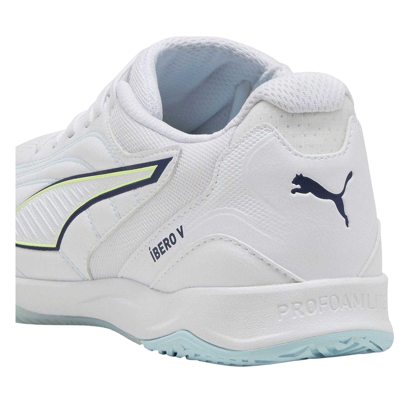 Puma White-Aqua - Back - Puma Mens Ibero V Indoor Football Shoes