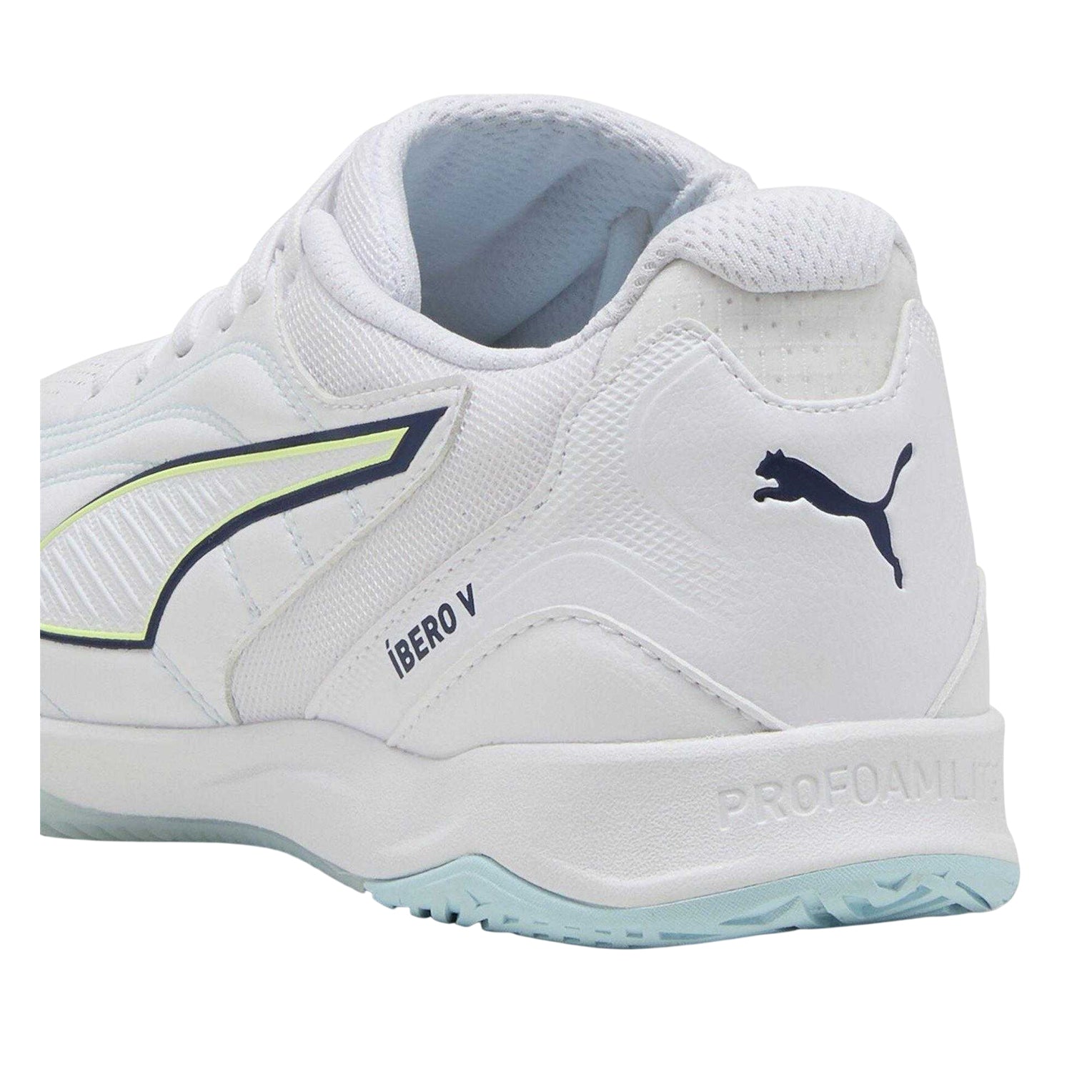 Puma White-Aqua - Back - Puma Mens Ibero V Indoor Football Shoes