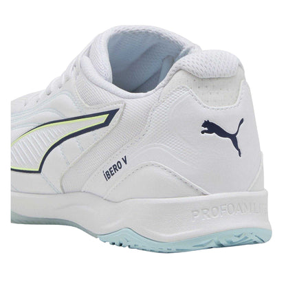 Puma White-Aqua - Back - Puma Mens Ibero V Indoor Football Shoes