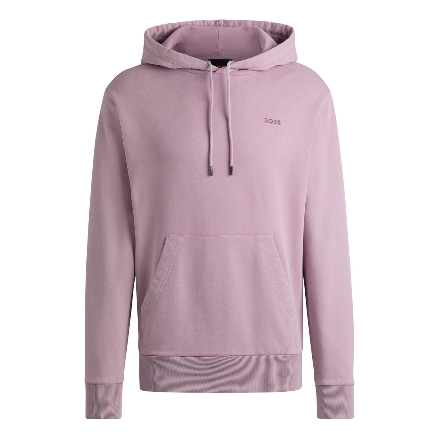 Purple - Front - Boss Mens Embroidered Logo Peached Hoodie