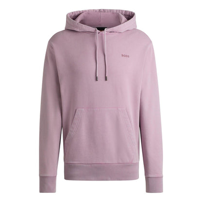 Purple - Front - Boss Mens Embroidered Logo Peached Hoodie