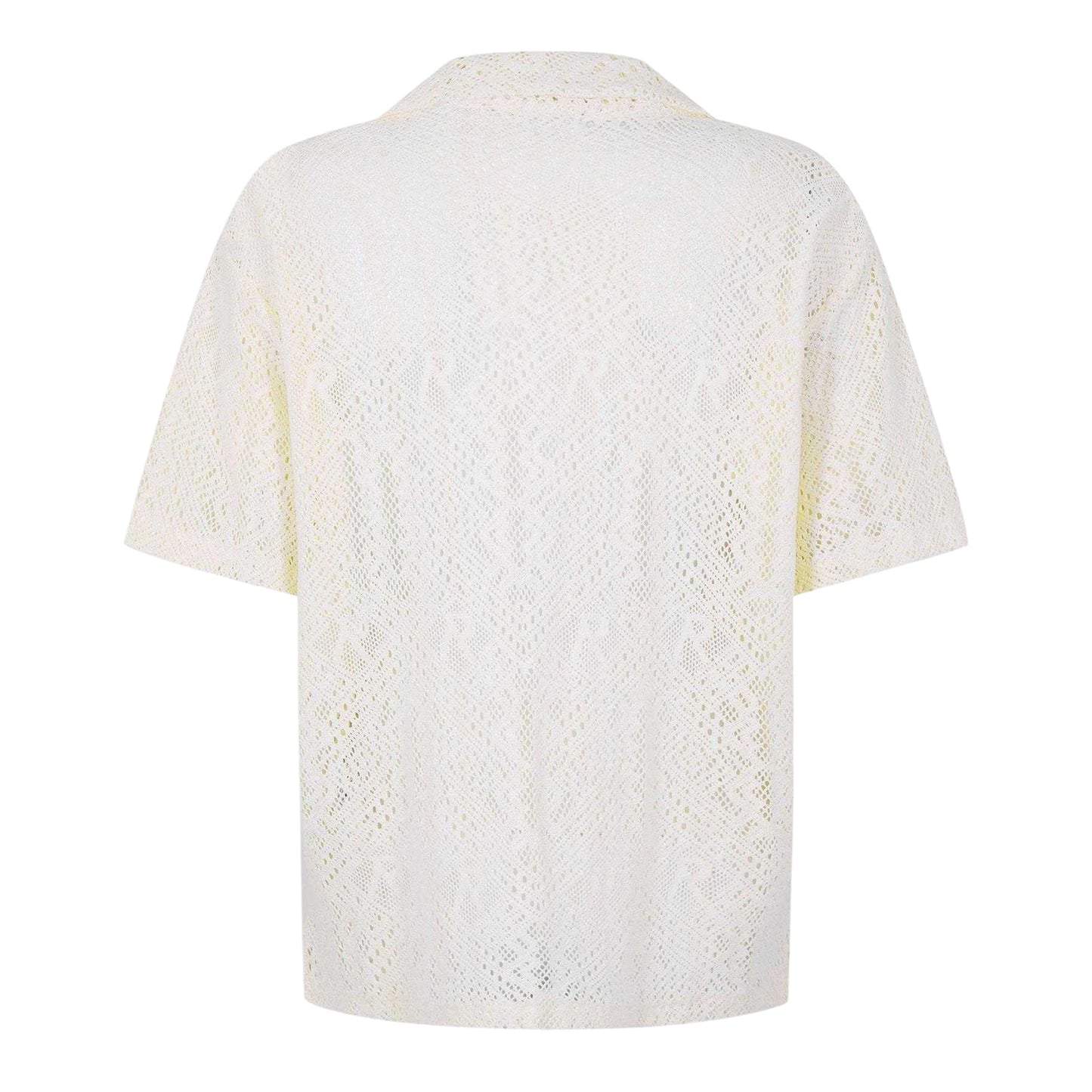 Off White - Back - Represent Mens Cotton Crochet Detail Shirt