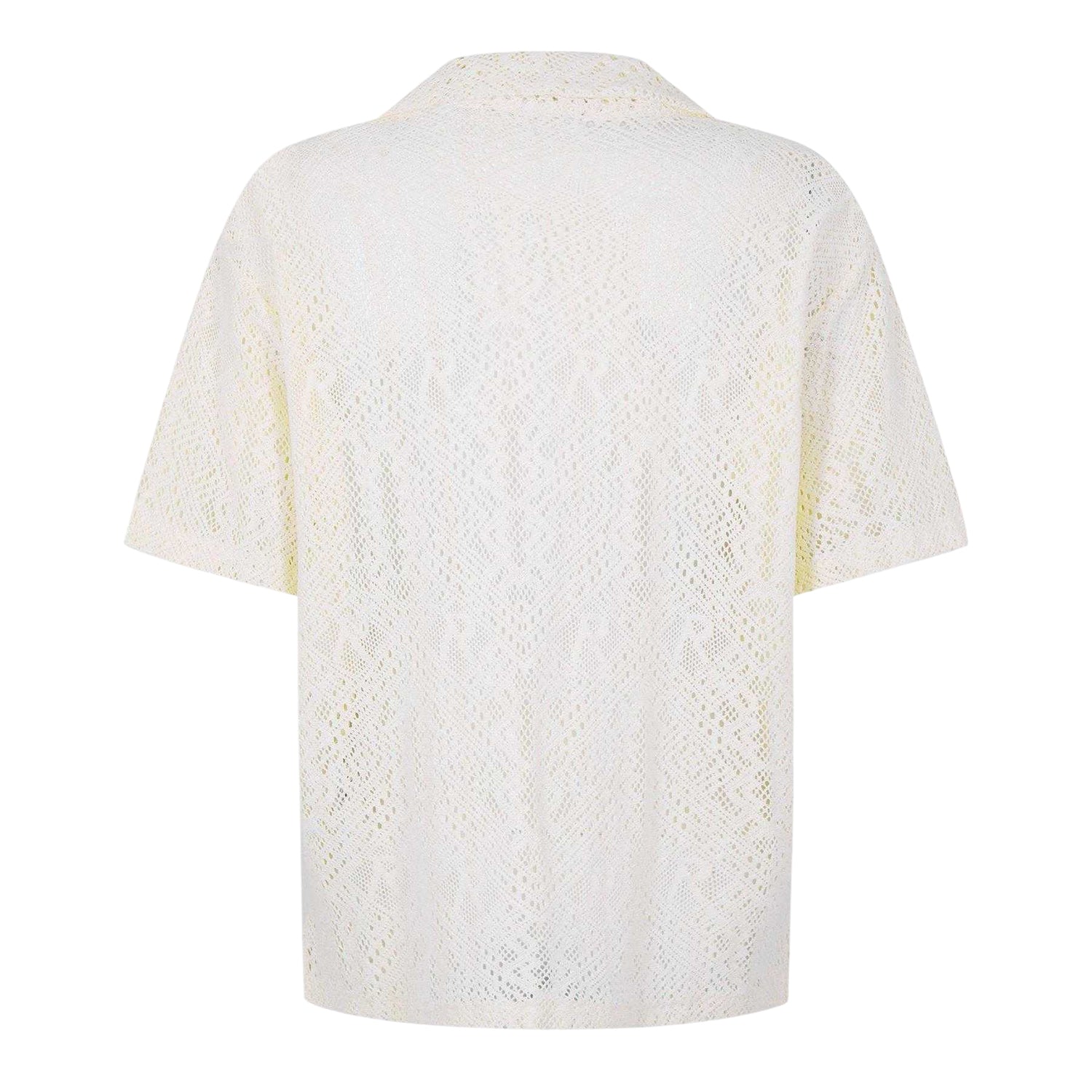 Off White - Back - Represent Mens Cotton Crochet Detail Shirt