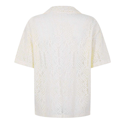 Off White - Back - Represent Mens Cotton Crochet Detail Shirt
