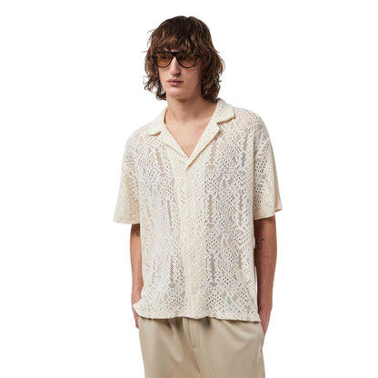 Off White - Side - Represent Mens Cotton Crochet Detail Shirt