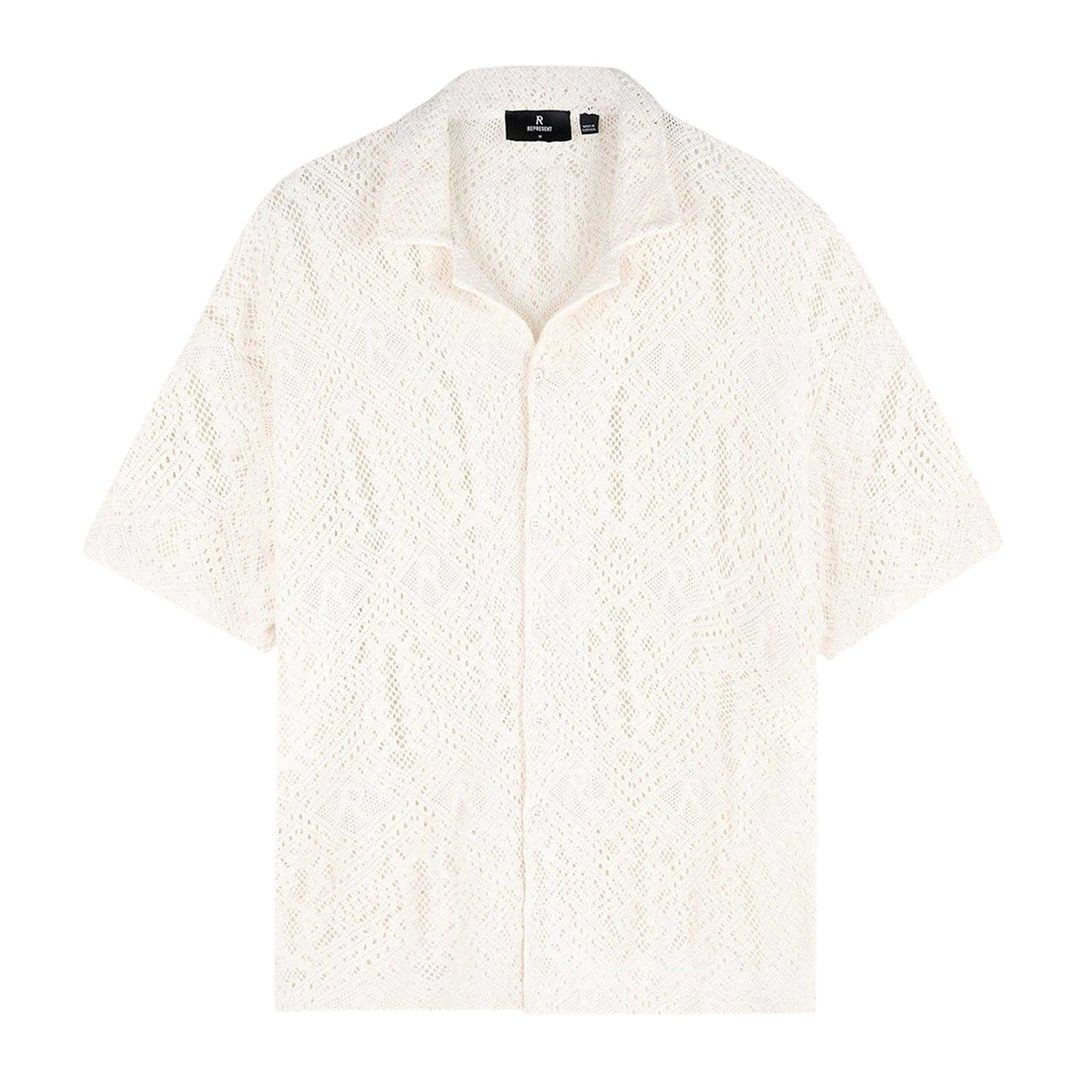 Off White - Front - Represent Mens Cotton Crochet Detail Shirt