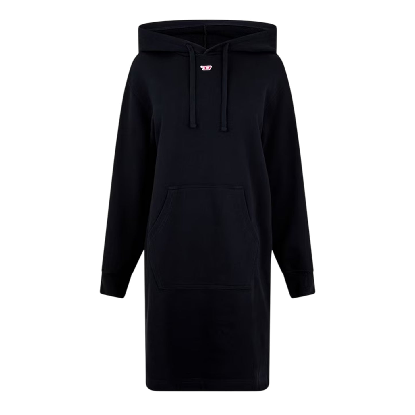 Black - Front - Diesel Womens-Ladies Ilse Midi Hooded Sweatshirt Dress
