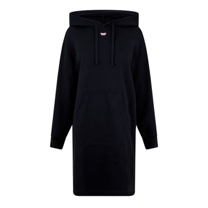 Black - Front - Diesel Womens-Ladies Ilse Midi Hooded Sweatshirt Dress