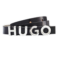 Black-Black - Front - Hugo Womens-Ladies Zula Metal Logo Cow Leather Belt