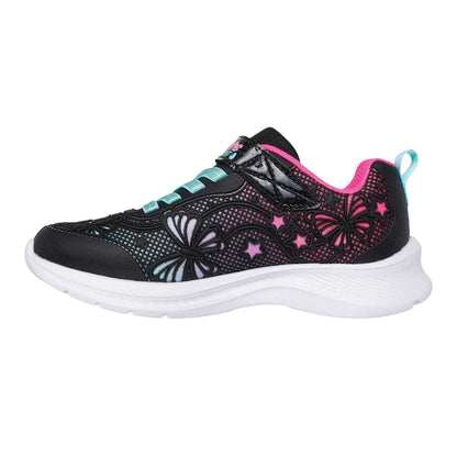 Black-Pink-Teal - Back - Skechers Girls Flower Low Cut Trainers