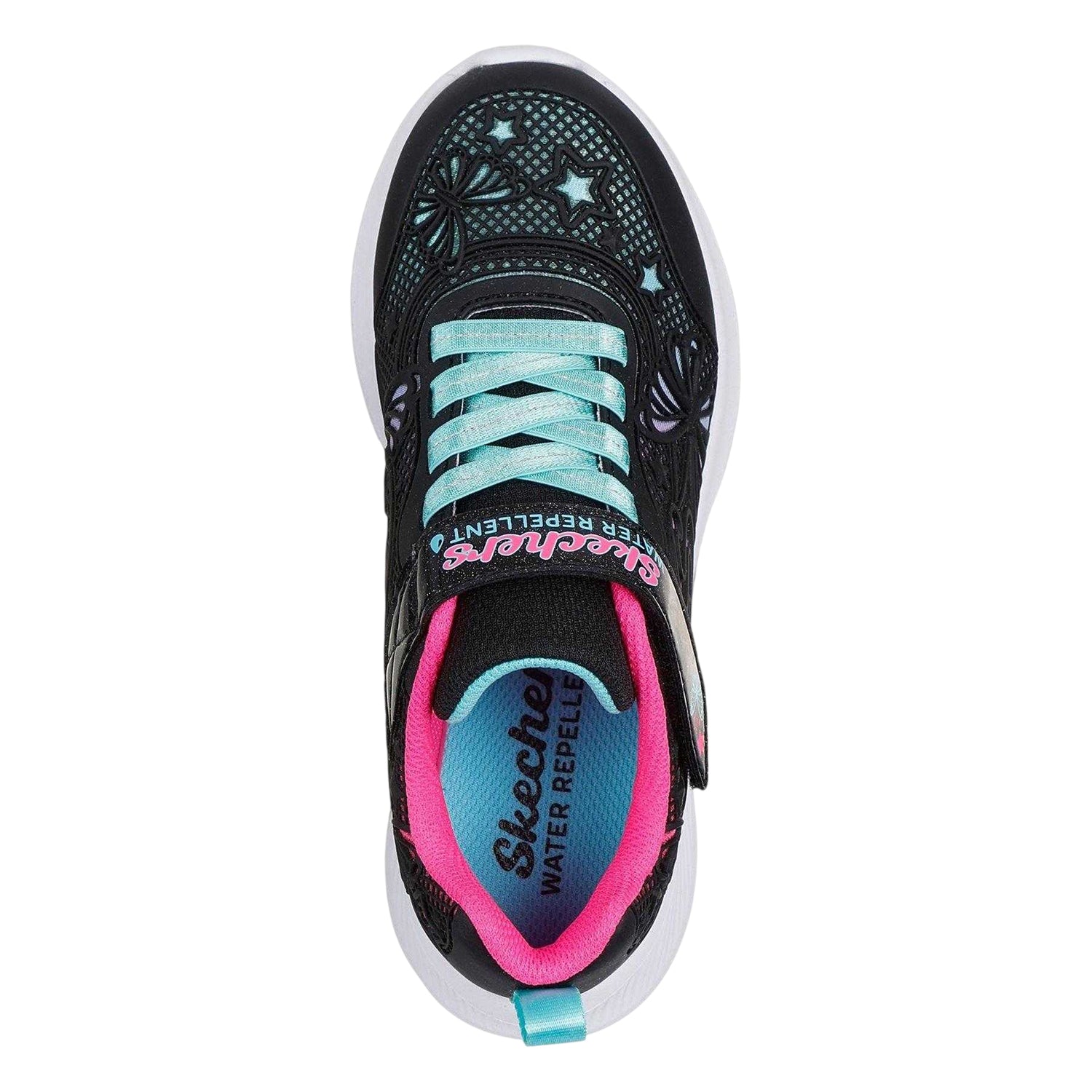 Black-Pink-Teal - Lifestyle - Skechers Girls Flower Low Cut Trainers