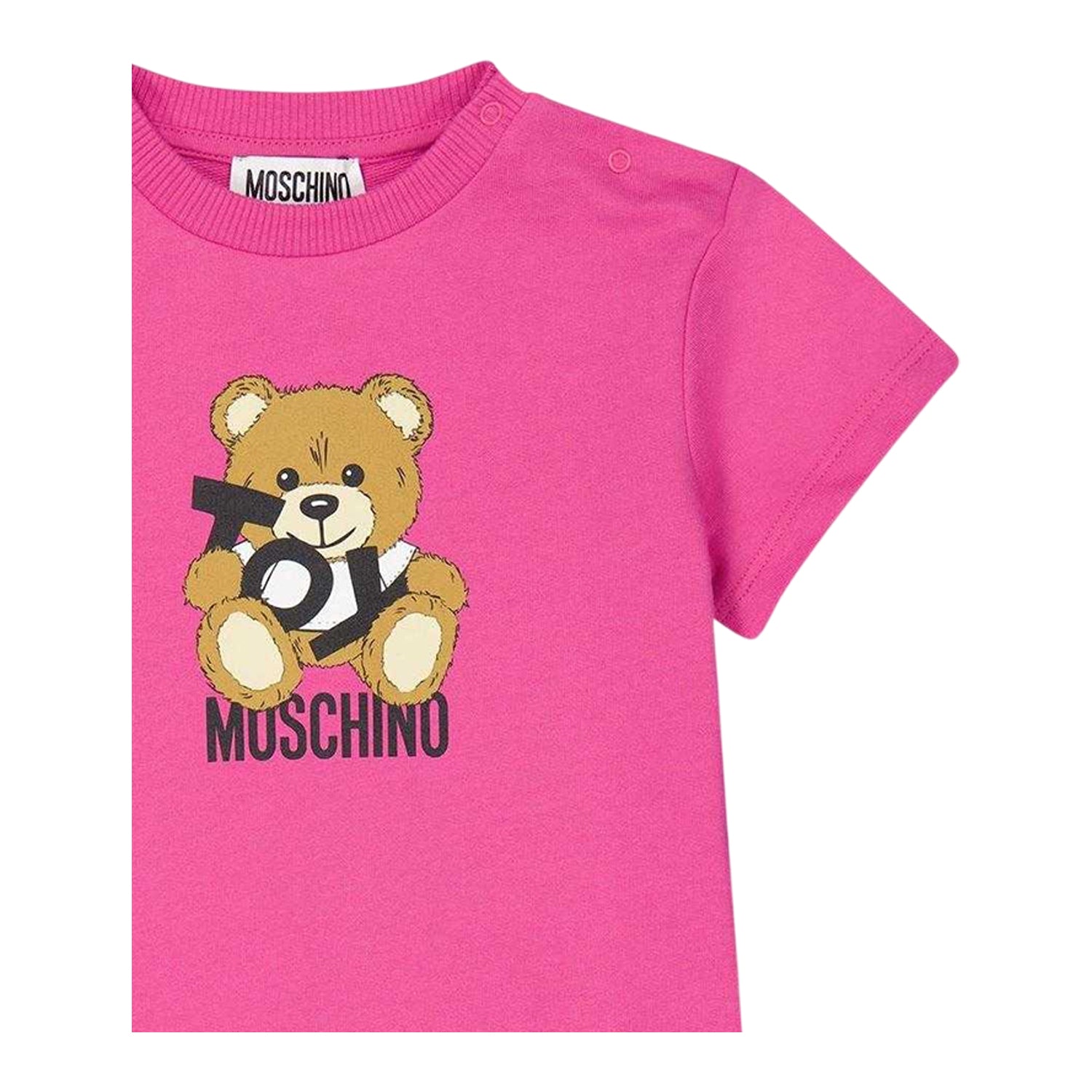 Azalea Pink - Side - Moschino Girls Teddy Bear Sweatshirt Dress