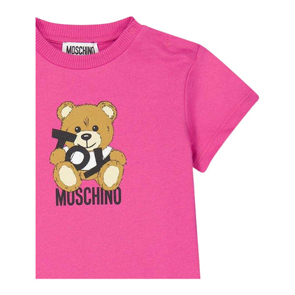 Azalea Pink - Side - Moschino Girls Teddy Bear Sweatshirt Dress