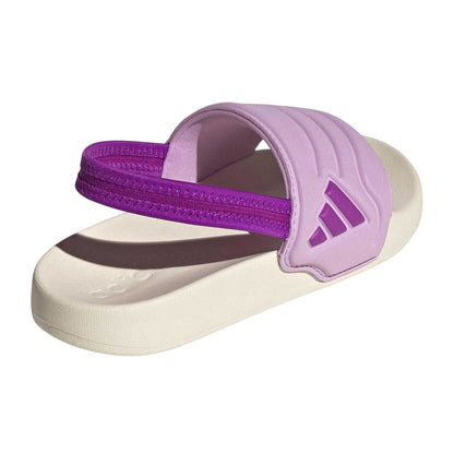 Off White-Purple - Back - Adidas Childrens-Kids Adilette Estrap 2.0 Elastic Strap Sports Sandals