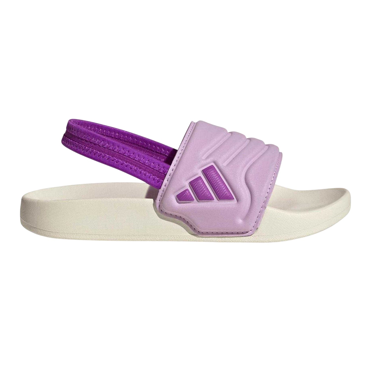 Off White-Purple - Front - Adidas Childrens-Kids Adilette Estrap 2.0 Elastic Strap Sports Sandals