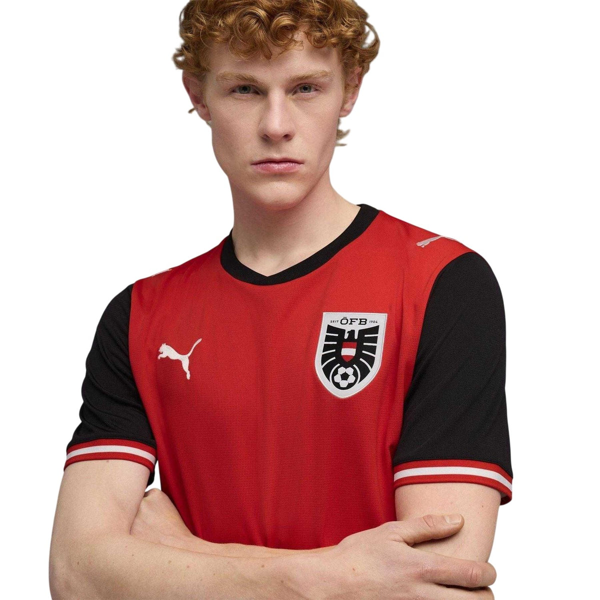 Red-Black - Side - Puma Mens World Cup 2026 Austria FC Home Shirt
