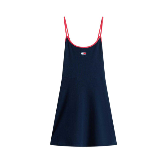 Navy - Front - Tommy Jeans Womens-Ladies Strappy Mini Dress