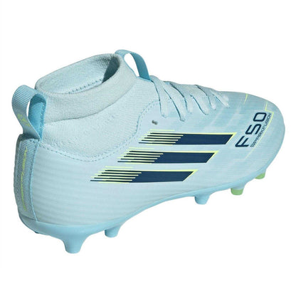 Blue-Yellow - Back - Adidas Childrens-Kids League Firm Ground Football Boots