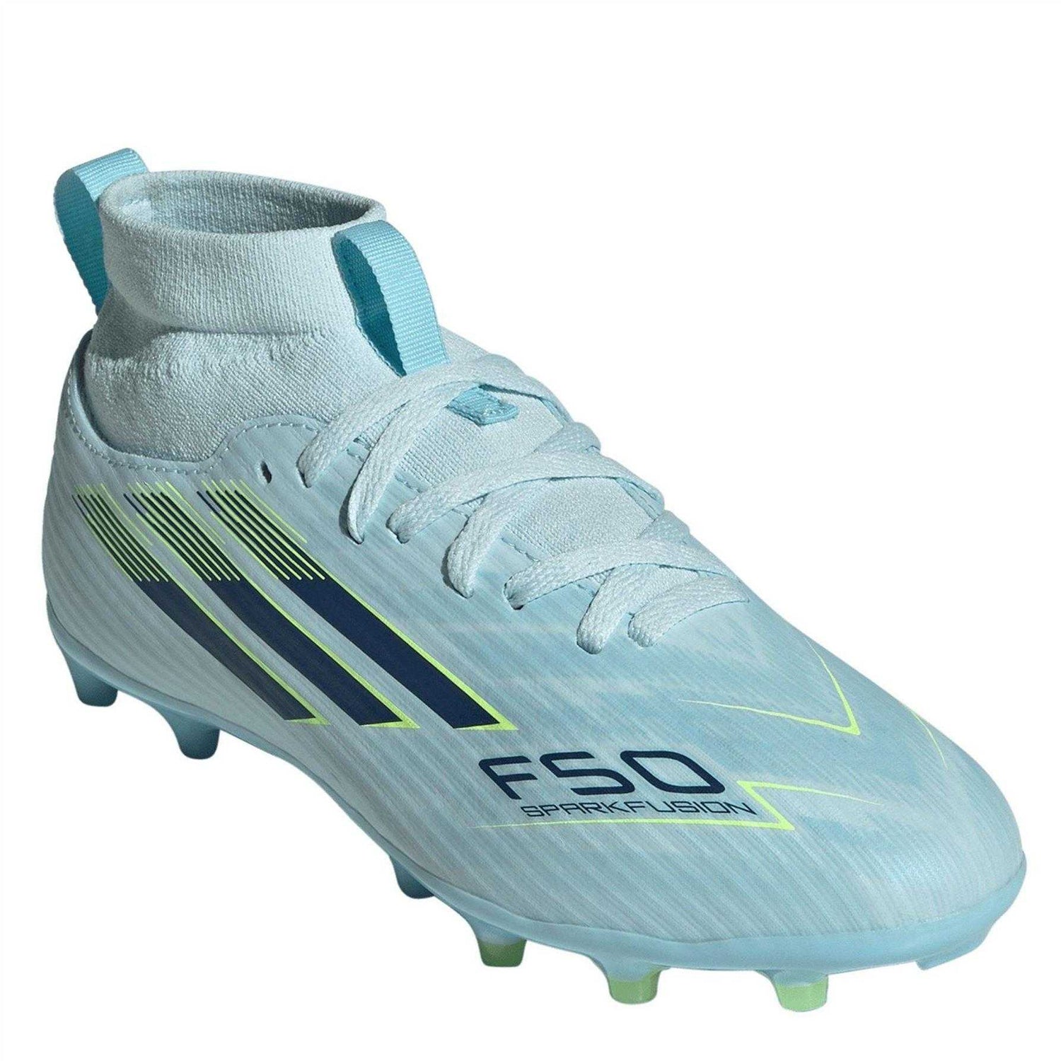 Blue-Yellow - Pack Shot - Adidas Childrens-Kids League Firm Ground Football Boots