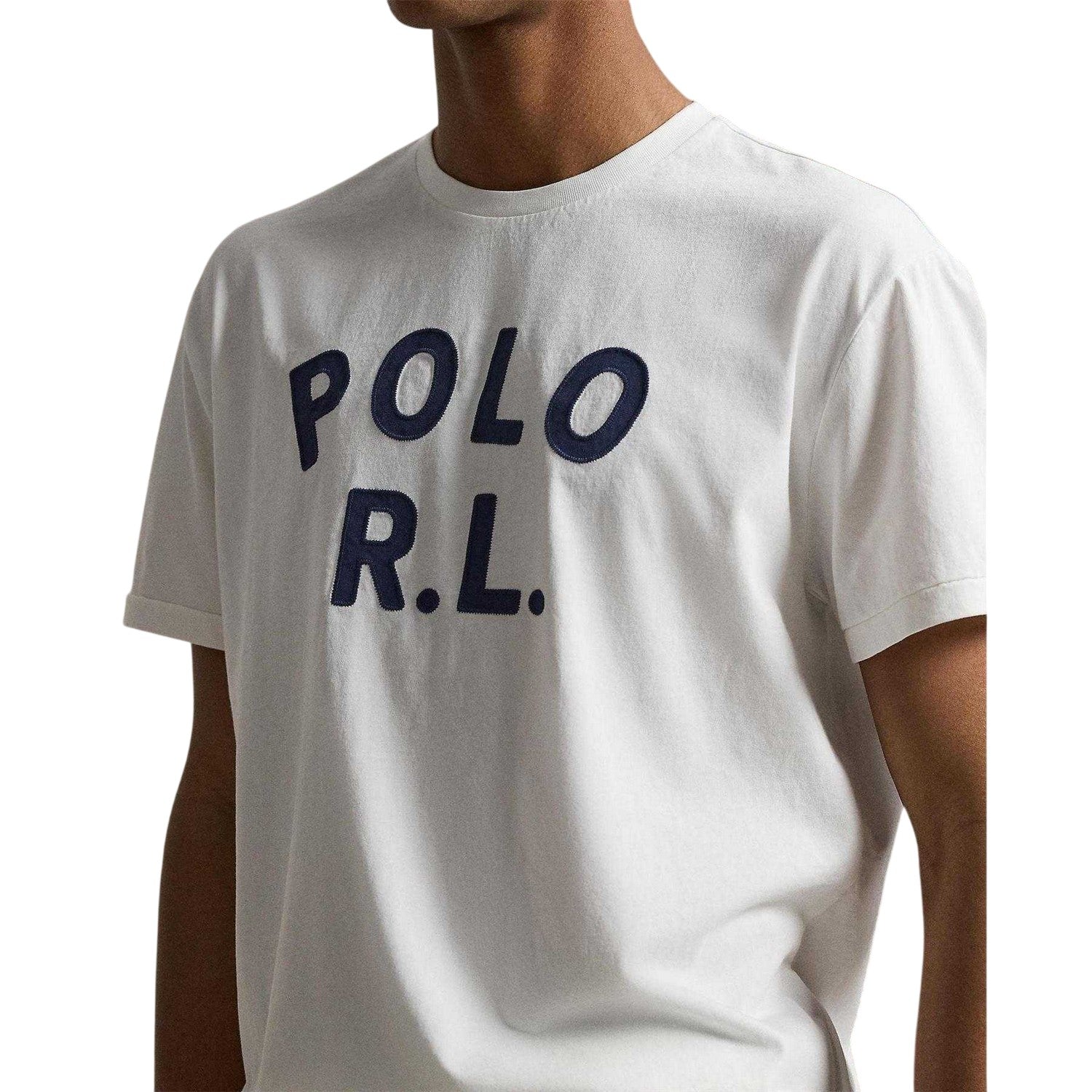 White - Side - Ralph Lauren Mens Polo Crew Neck T-Shirt