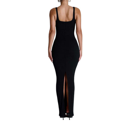 Black - Back - Naked Wardrobe Womens-Ladies Ribbed Bodycon Tank Dress