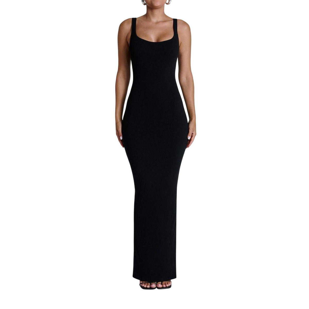 Black - Lifestyle - Naked Wardrobe Womens-Ladies Ribbed Bodycon Tank Dress