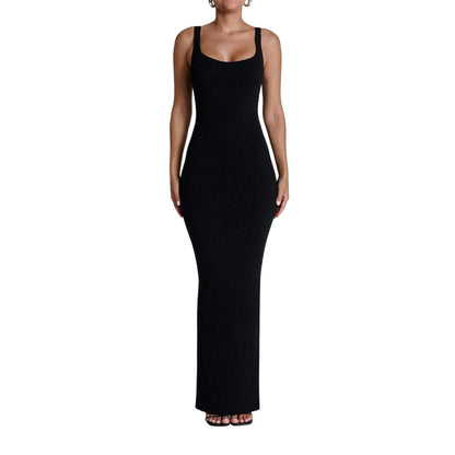 Black - Lifestyle - Naked Wardrobe Womens-Ladies Ribbed Bodycon Tank Dress