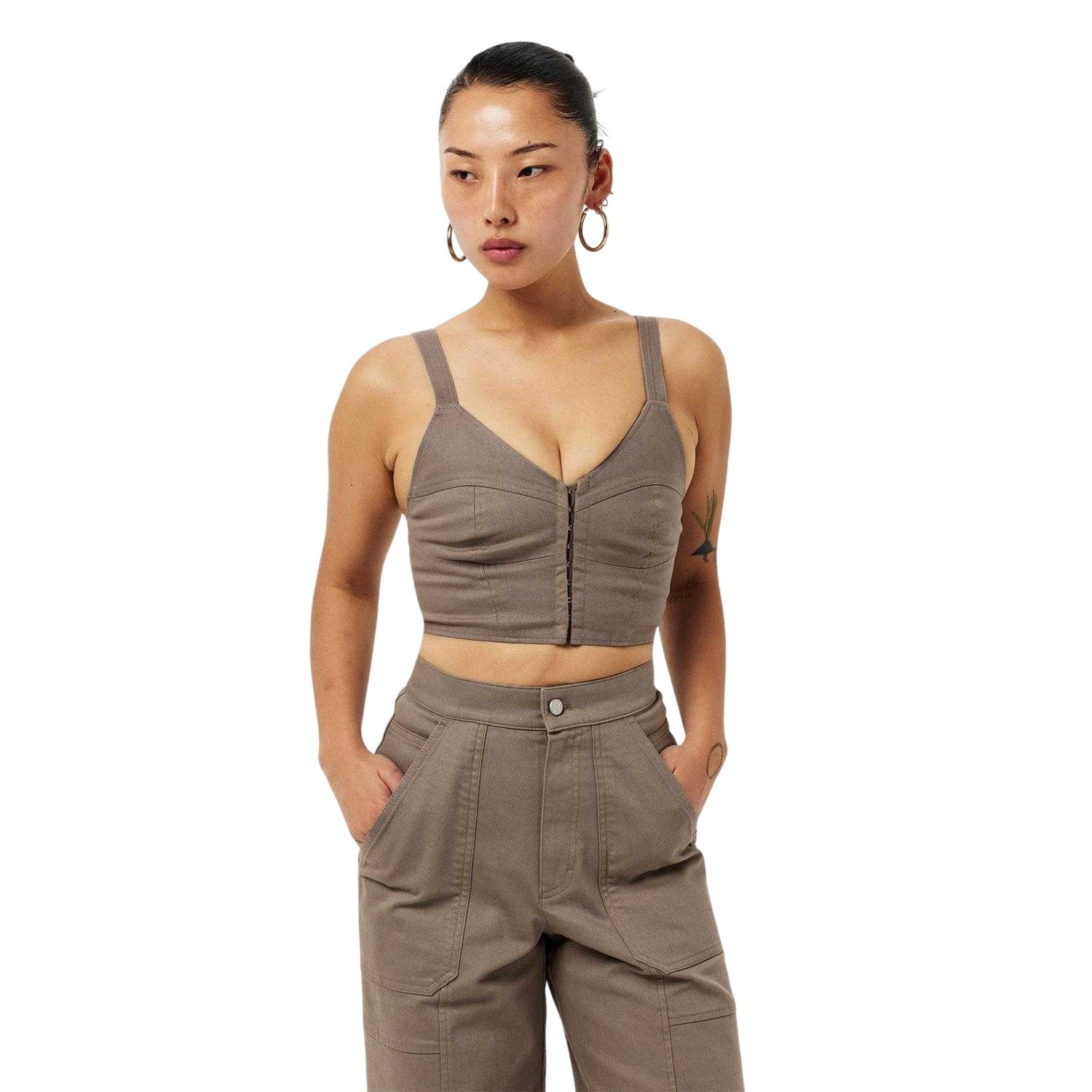 Grey - Lifestyle - Represent Womens-Ladies Ranger Embroidered Logo Crop Top