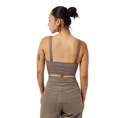 Grey - Pack Shot - Represent Womens-Ladies Ranger Embroidered Logo Crop Top