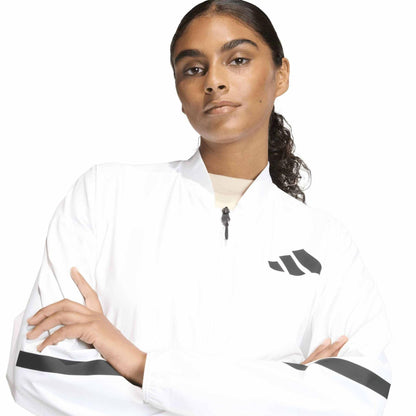 White - Side - Adidas Womens-Ladies Z.N.E. Woven Bomber Jacket