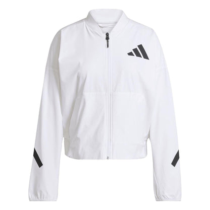 White - Front - Adidas Womens-Ladies Z.N.E. Woven Bomber Jacket