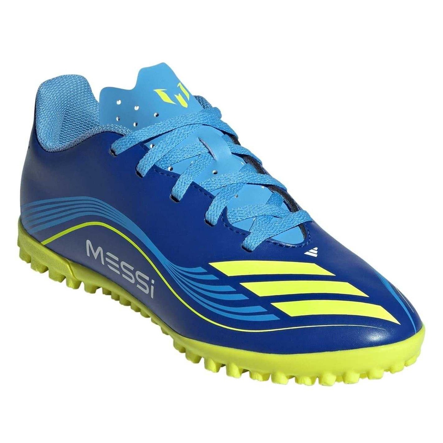 Blue-Yellow - Pack Shot - Adidas Childrens-Kids F50 Club Lionel Messi Astroturf Football