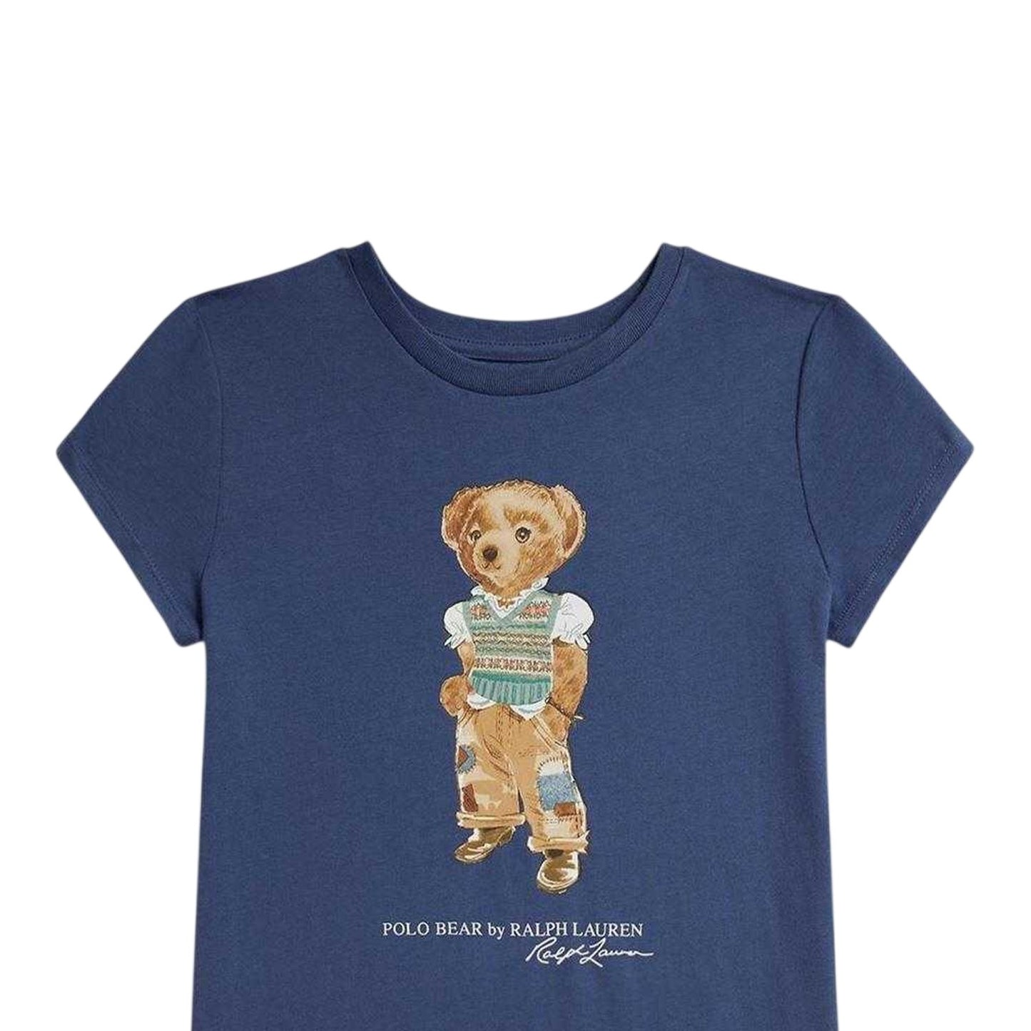 Royal Blue - Side - Ralph Lauren Girls Polo Bear T-Shirt Dress