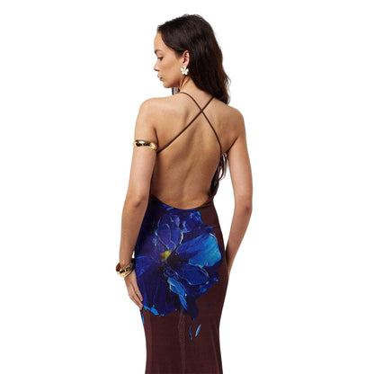 Brown-Blue - Lifestyle - Grace Jacob Womens-Ladies Maxi Dress