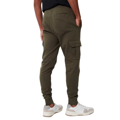Khaki Green - Back - Threadbare Mens Fleece Joggers
