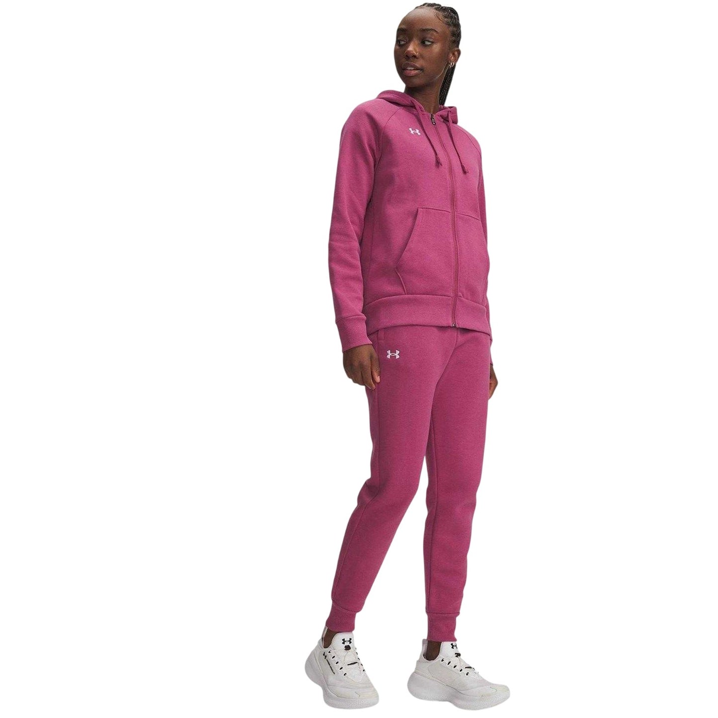 Red - Side - Under Armour Womens-Ladies Rival Fleece Joggers