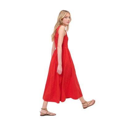 Red - Back - Nobody´s Child Womens-Ladies Shirred Sleeveless Maxi Dress
