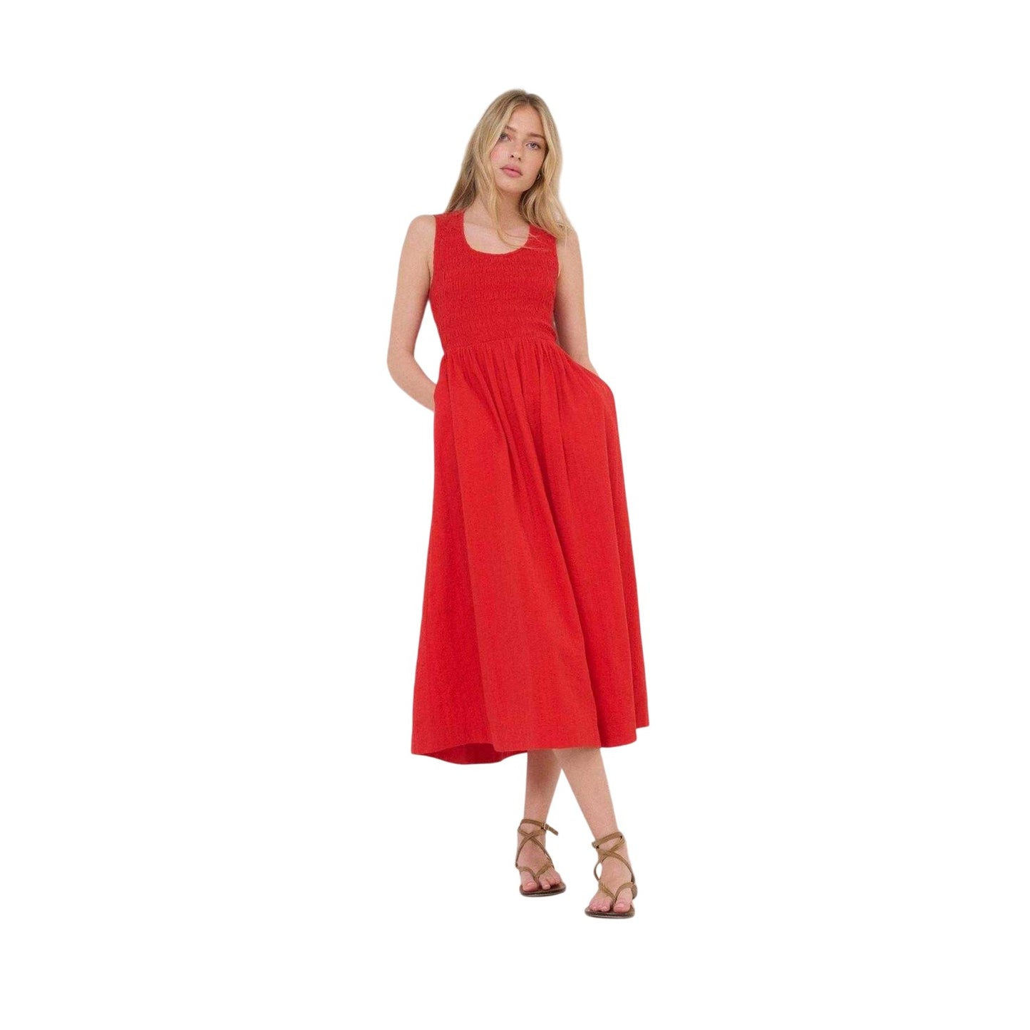 Red - Front - Nobody´s Child Womens-Ladies Shirred Sleeveless Maxi Dress
