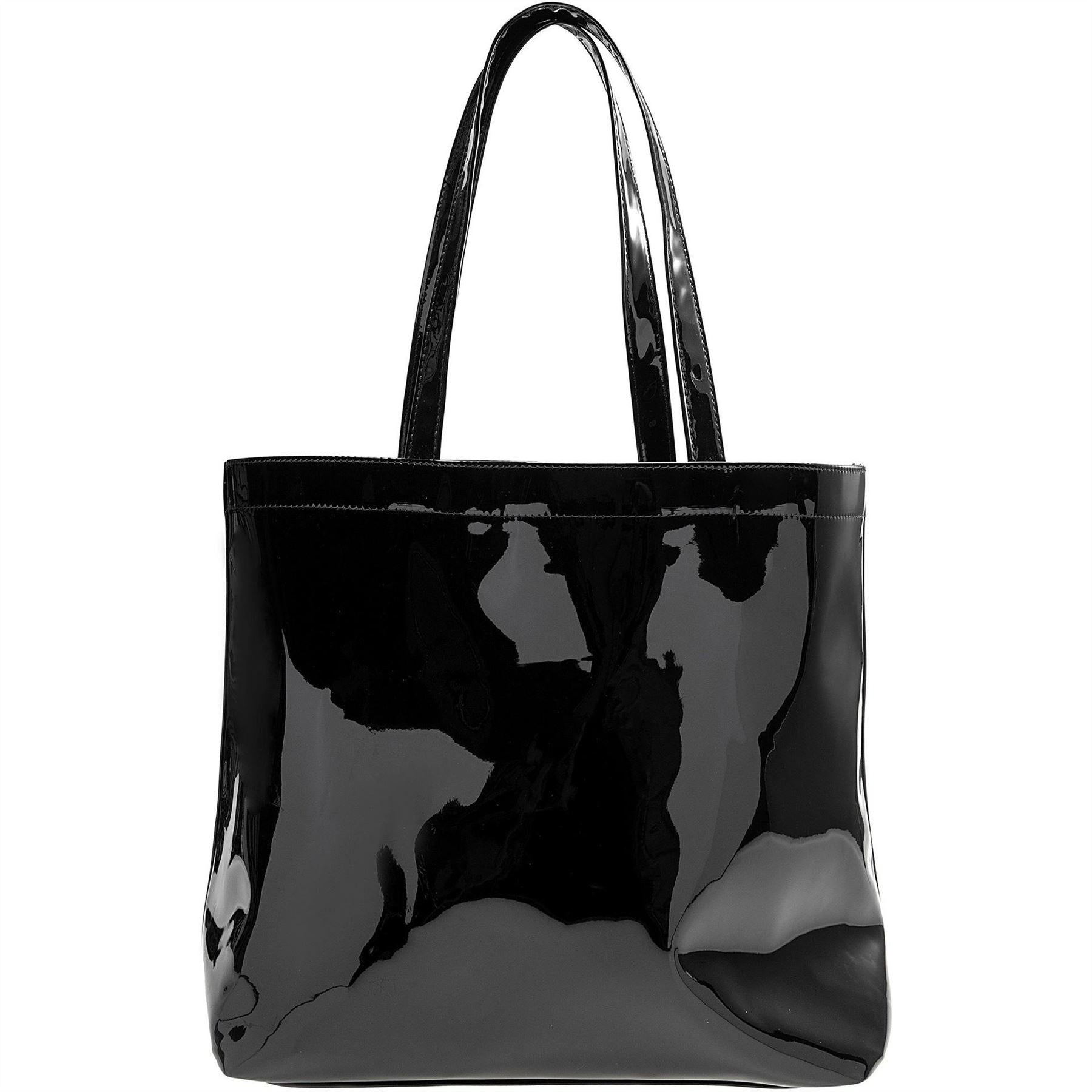 Black - Back - Jack Wills Patent Polyurethane Tote Bag