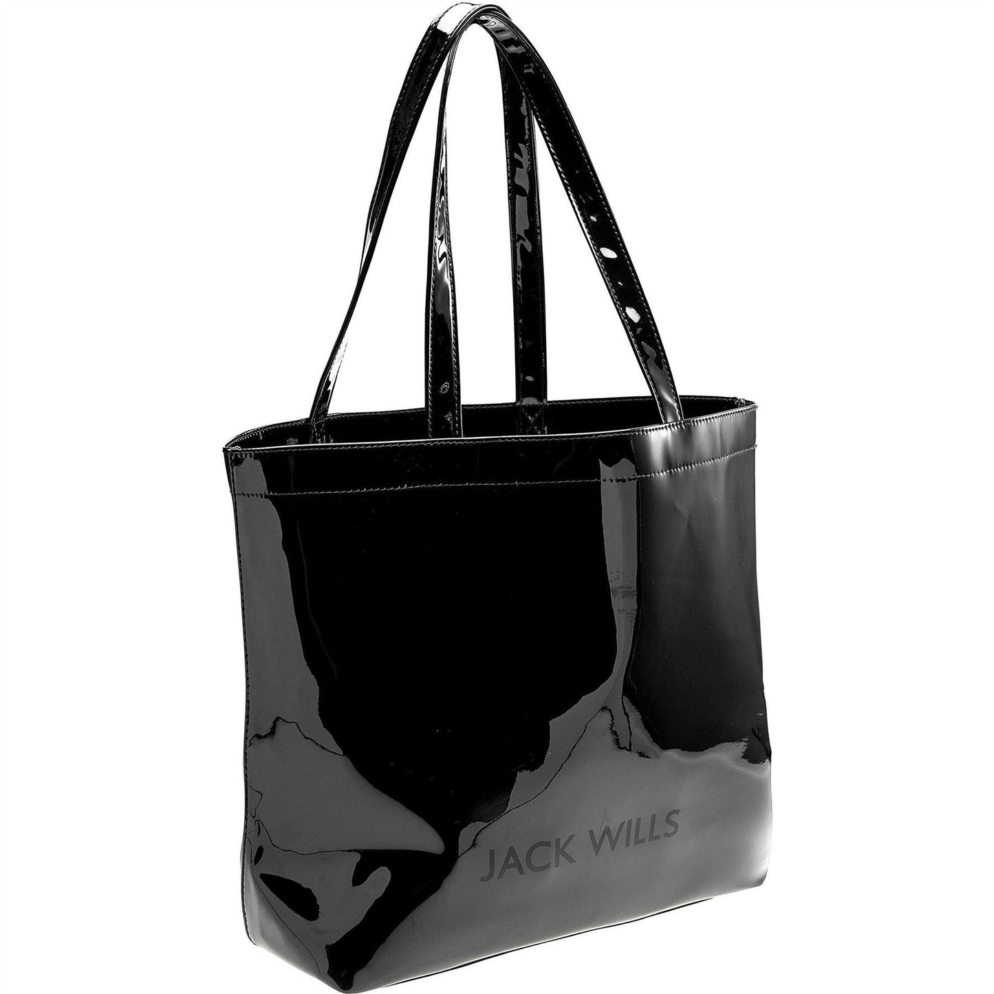Black - Side - Jack Wills Patent Polyurethane Tote Bag