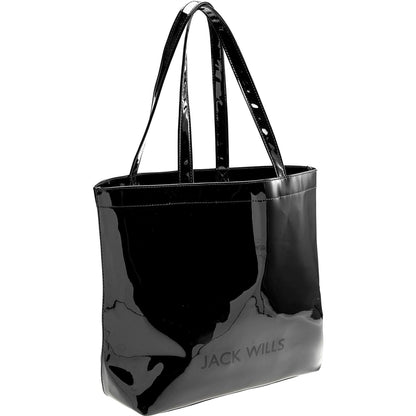 Black - Side - Jack Wills Patent Polyurethane Tote Bag