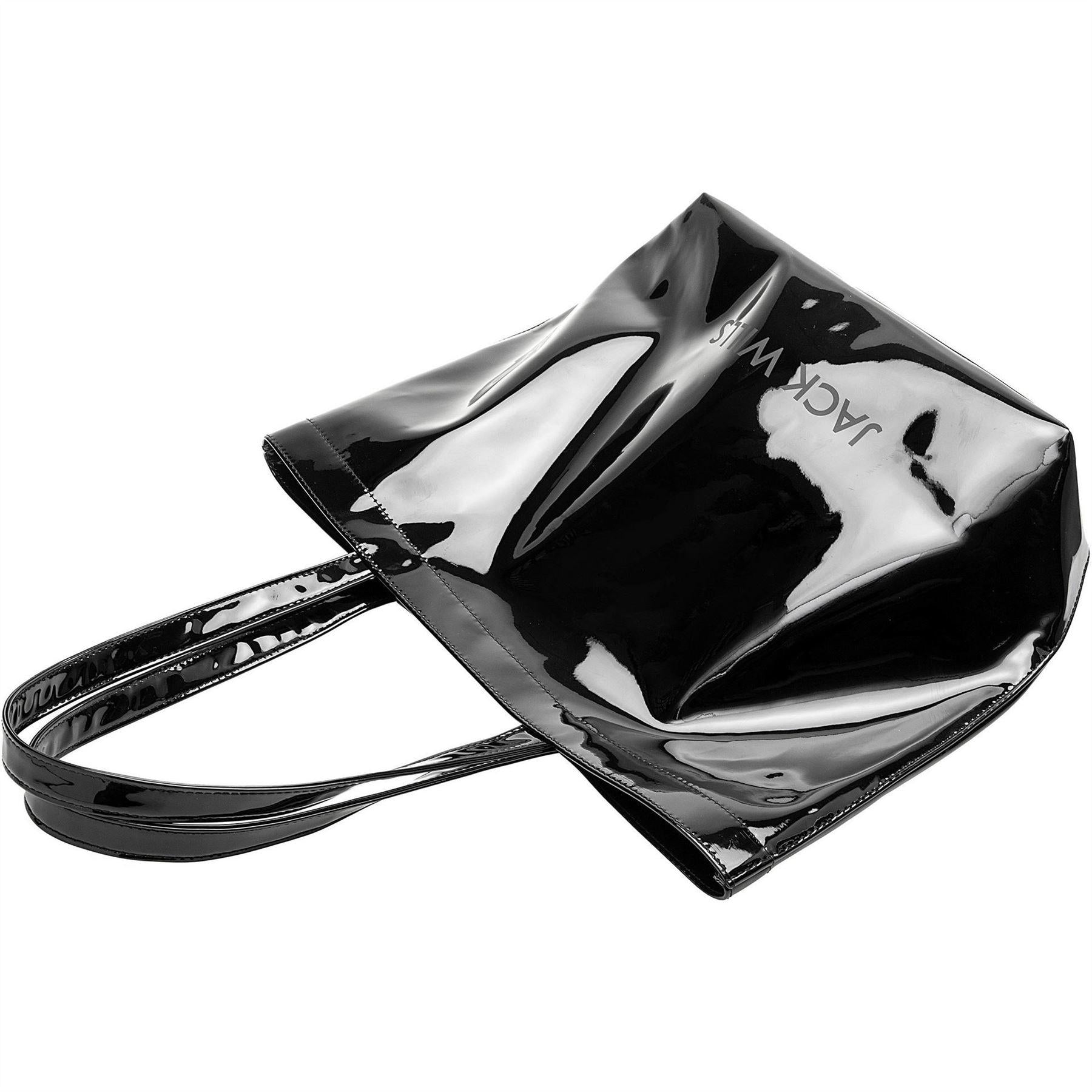 Black - Lifestyle - Jack Wills Patent Polyurethane Tote Bag