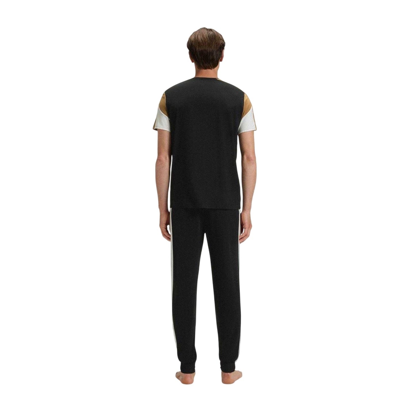 Black - Back - Boss Mens Colour Block Cotton Blend T-Shirt