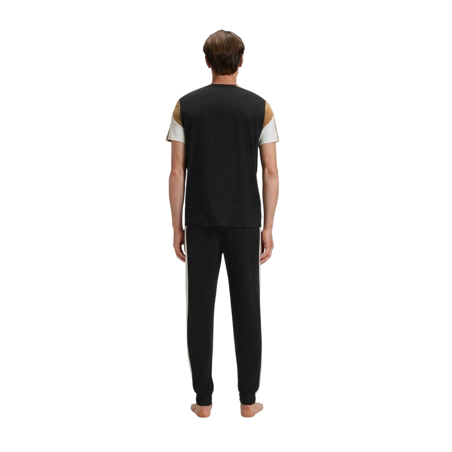 Black - Back - Boss Mens Colour Block Cotton Blend T-Shirt