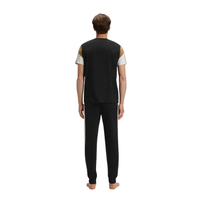 Black - Back - Boss Mens Colour Block Cotton Blend T-Shirt