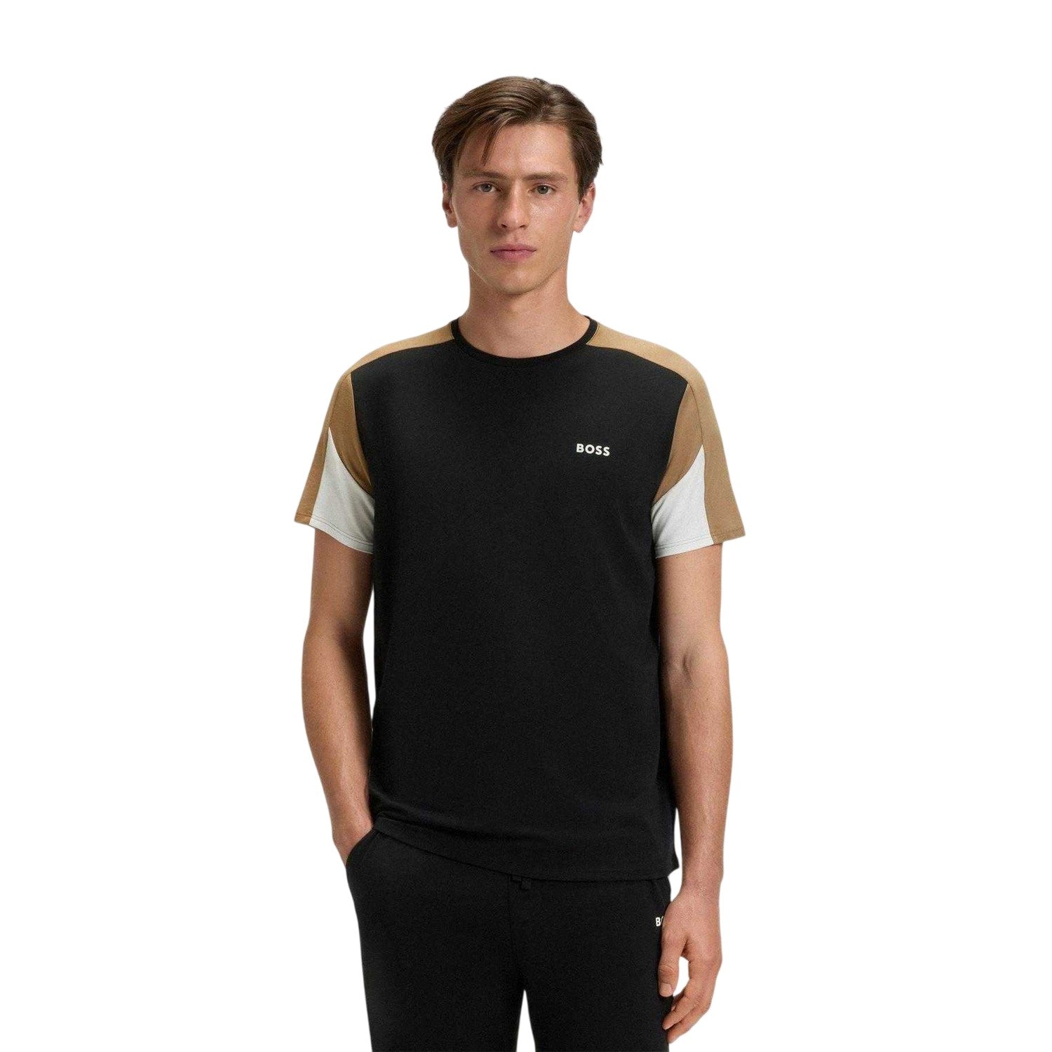Black - Lifestyle - Boss Mens Colour Block Cotton Blend T-Shirt