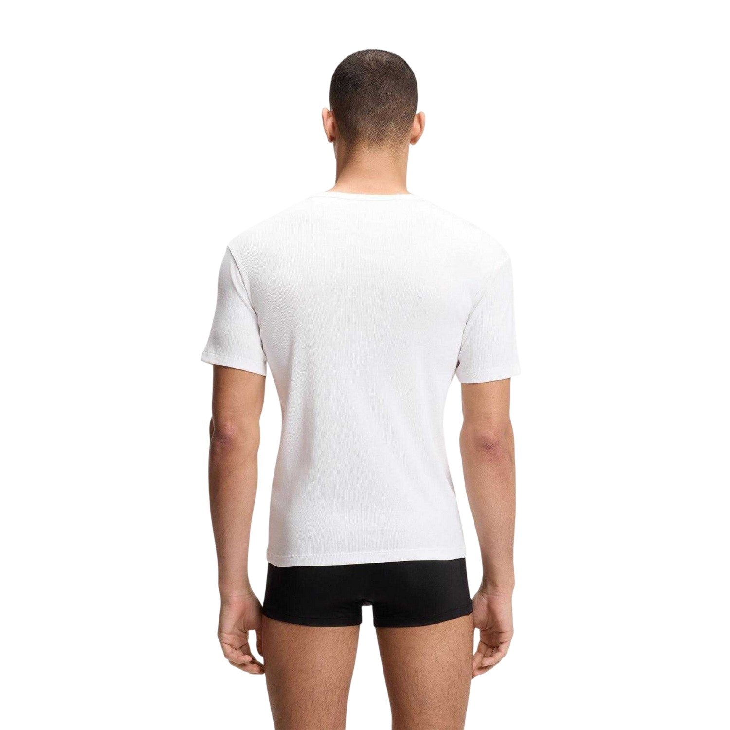 White - Back - Hugo Mens Ribbed Short-Sleeved T-Shirt (Pack of 2)