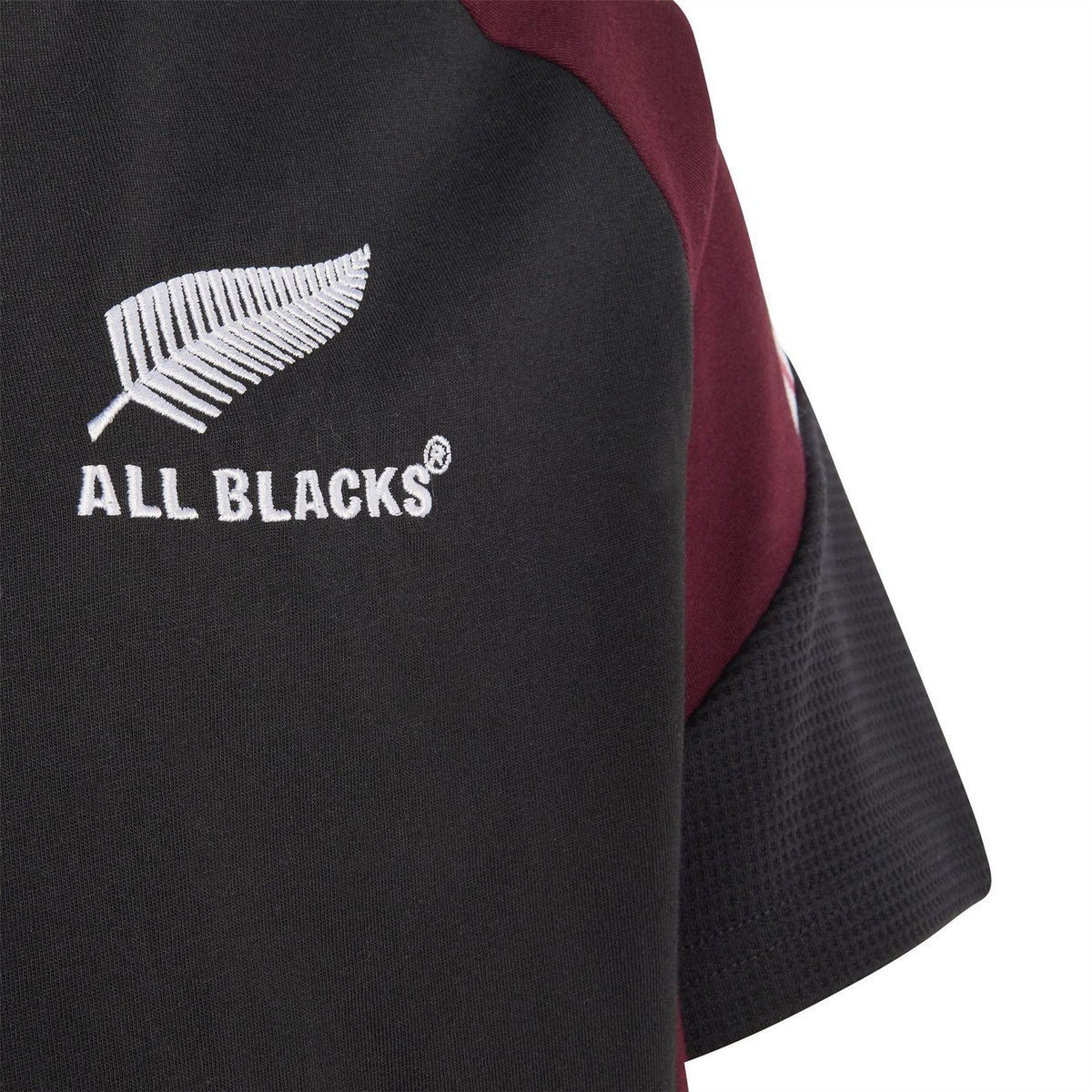 Black-Maroon - Lifestyle - Adidas Childrens-Kids Performance New Zealand All Blacks Short-Sleeved Rugby Jersey