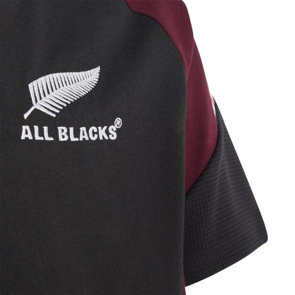 Black-Maroon - Lifestyle - Adidas Childrens-Kids Performance New Zealand All Blacks Short-Sleeved Rugby Jersey