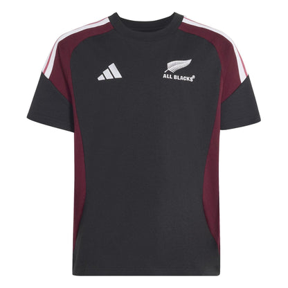 Black-Maroon - Front - Adidas Childrens-Kids Performance New Zealand All Blacks Short-Sleeved Rugby Jersey